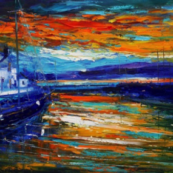 Fading sunset Clachnaharry the Caledonian Canal 18x32